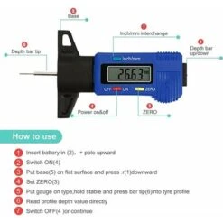 Jauge De Profondeur Numérique De Pneu Jauge Caliper LCD 0-25.4mm De Profondeur Numérique Des Pneus Gauge Pour Auto Moto Vans Camions (Bleu), -Promos Outil Virtuose Magasin 100342865 5
