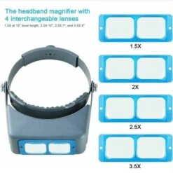 GP Bandeau Loupe Mains Libres Bijoutier Loupe Monture Tête Casque Loupe Visière Verre Optique 4 Lentilles Remplaçables Pour Lecture, Réparation -Promos Outil Virtuose Magasin 100624567 3