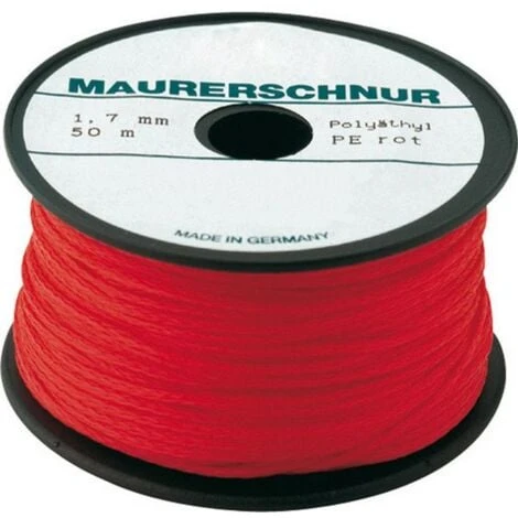 Cordeau De Maçon, Polyéthylène, Couleur : Rouge, Long. 50 M, Résistance Mécanique Env. 15,0 Kg, Ø : 1,0 Mm 3 Cordeau De Maçon, Polyéthylène, Couleur : Rouge, Long. 50 M, Résistance Mécanique Env. 15,0 Kg, Ø : 1,0 Mm