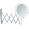 WENKO Miroir Maquillage LED Mural Barona, Avec Bras Télescopique, Miroir Grossissant X5, Ø 20 Cm, Acier - Plastique, 20x34x55 Cm, Chromé -Promos Outil Virtuose Magasin 18939444 1