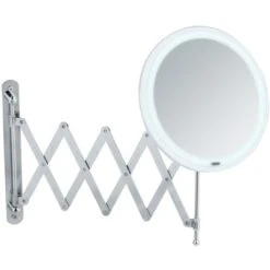 WENKO Miroir Maquillage LED Mural Barona, Avec Bras Télescopique, Miroir Grossissant X5, Ø 20 Cm, Acier - Plastique, 20x34x55 Cm, Chromé 5 WENKO Miroir Maquillage LED Mural Barona, Avec Bras Télescopique, Miroir Grossissant X5, Ø 20 Cm, Acier - Plastique, 20x34x55 Cm, Chromé -Promos Outil Virtuose Magasin 18939444 2
