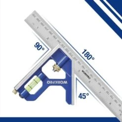 WORKPRO Règle D'angle De Combinaison, Équerre à Combinaison 300mm En Acier Inoxydable, Équerre Combinée Avec Niveau à Bulle Et Tire-Lignes Pratique, Idéal Pour Mesure, Marquage -Promos Outil Virtuose Magasin 37820001 3