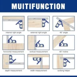 WORKPRO Règle D'angle De Combinaison, Équerre à Combinaison 300mm En Acier Inoxydable, Équerre Combinée Avec Niveau à Bulle Et Tire-Lignes Pratique, Idéal Pour Mesure, Marquage -Promos Outil Virtuose Magasin 37820001 4