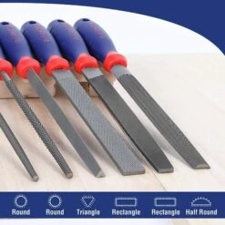 WORKPRO Jeu De 6 Limes Genève Et Râpes 318mm, Lime Plate/Ronde/Demi-ronde/Triangulaire Pour Bois, Métal, Cuir, Plastique -Promos Outil Virtuose Magasin 39154526 3