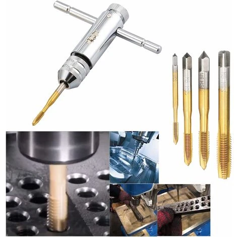 Tarauds à Main, Clé à Taraud Réglable, Clé Pour Porte-taraud à Poignée En T Avec 5 Pièces HSS M3-M8 Taraud à Filetage Métrique 4 Tarauds à Main, Clé à Taraud Réglable, Clé Pour Porte-taraud à Poignée En T Avec 5 Pièces HSS M3-M8 Taraud à Filetage Métrique – Image 2