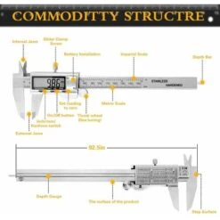 Pied à Coulisse Digital - Professionnel Numérique Caliper Pied à Coulisse De 150mm Mesure Précise Et Rapide,lecture Facile En Acier Inoxydable Outil Micromètre Vernier Avec Ecran D'affichage LCD GrooF -Promos Outil Virtuose Magasin 43091010 2