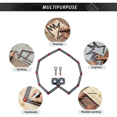 GROOFOO Règle De Mesure Multi-angles,12 Ctés Précis En Alliage D'aluminium,outil De Mise En Page De Gabarit Avec Poinon,outil De Perage Pour Les Constructeurs,artisans(C) 7 GROOFOO Règle De Mesure Multi-angles,12 Ctés Précis En Alliage D'aluminium,outil De Mise En Page De Gabarit Avec Poinon,outil De Perage Pour Les Constructeurs,artisans(C) – Image 5