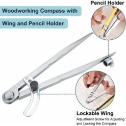 Compas De Mesure, Versailles Compas à Pointes Sèches Diviseur D'aile - Jauge De Marquage Industriel, Grand Compas Professionnel Compas Pointe Avec Aile Et Porte-crayon Pour Menuisier/Dessin/Travail Du -Promos Outil Virtuose Magasin 45190862 3