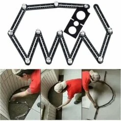 Template Tool,Triomphe Gabarit D'angle, Règle De Mesure Multi-angles, 12 Côtés En Alliage D'aluminium, Règle Multi-angles, Avec Règle De Positionnement Inclinable, Noir