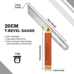 WORKPRO Jeu De 2 Equerres De Menuisier, Equerre 200 Mm Et Fausse Equerre 230 Mm Avec Lame En Acier Inoxydable Et Manche En Bois Rouge Idéal Pour Menuisier, Charpentier Et Travail Du Bois -Promos Outil Virtuose Magasin 50850489 3