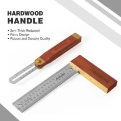 WORKPRO Jeu De 2 Equerres De Menuisier, Equerre 200 Mm Et Fausse Equerre 230 Mm Avec Lame En Acier Inoxydable Et Manche En Bois Rouge Idéal Pour Menuisier, Charpentier Et Travail Du Bois -Promos Outil Virtuose Magasin 50850489 4