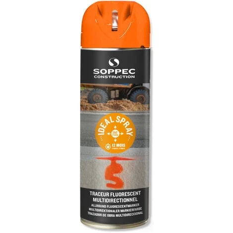Traceur De Chantier ORANGE Fluo Multidirectionnel IDEAL SPRAY SOPPEC 9-12 MOIS - 141816O 3 Traceur De Chantier ORANGE Fluo Multidirectionnel IDEAL SPRAY SOPPEC 9-12 MOIS - 141816O