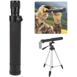 Télescope Monoculaire, Longue-vue Zoomable Portable Haute Puissance Pouvant être Connecté à La Caméra, Télescopes De Voyage à 2 Sections Pour L'observation Des Oiseaux, La Randonnée, Le Camping,(noir) -Promos Outil Virtuose Magasin 53814797 3
