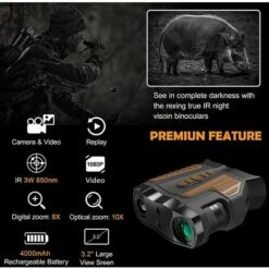 Jumelles De Vision Nocturne, Vidéo Full HD 1080p, Portée De Vision De 1476 Pi (450 M), LCD 3,2 ", Avec Batterie 4000 MAh, Carte 32G, Lunettes De Vision Nocturne Numérique Avec Zoom Numérique 8x, Zoom Optique 10x,(noir)-BISBISOUS -Promos Outil Virtuose Magasin 53815215 3