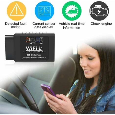OBD2 Valise Diagnostic Auto, Diagnostic Voiture Prise WiFi OBD Adaptateur Scanner Code De Défaut Multimarque Elm327 Outils Diagnostics Système Moteur Macaron 7 OBD2 Valise Diagnostic Auto, Diagnostic Voiture Prise WiFi OBD Adaptateur Scanner Code De Défaut Multimarque Elm327 Outils Diagnostics Système Moteur Macaron – Image 5