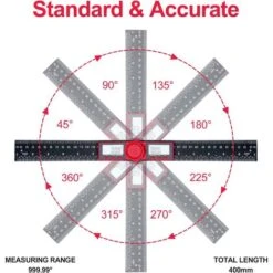 360-Grad-Doppelskalen-Digital-Winkelmesser, Betterlife 200-mm-Winkellineal Mit LCD-Display Und Sperrfunktion, Winkelmesser Für Technik, Holzbearbeitung, Konstruktion Und Messung -Promos Outil Virtuose Magasin 54027793 3