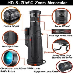 Mire Telescopique - Télescope Monoculaire Zoom 8-20x50, Télescope Monoculaire Haute Résolution, Longue-vue HD Portable étanche à Haute énergie Pour Voyage (noir)-BISBISOUS 9 Mire Telescopique - Télescope Monoculaire Zoom 8-20x50, Télescope Monoculaire Haute Résolution, Longue-vue HD Portable étanche à Haute énergie Pour Voyage (noir)-BISBISOUS -Promos Outil Virtuose Magasin 54454757 3