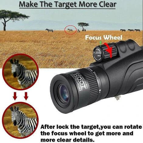 Mire Telescopique - Télescope Monoculaire Zoom 8-20x50, Télescope Monoculaire Haute Résolution, Longue-vue HD Portable étanche à Haute énergie Pour Voyage (noir)-BISBISOUS 7 Mire Telescopique - Télescope Monoculaire Zoom 8-20x50, Télescope Monoculaire Haute Résolution, Longue-vue HD Portable étanche à Haute énergie Pour Voyage (noir)-BISBISOUS – Image 5