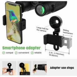Jumelles 12x42, Jumelles HD à Champ De Vision Large Avec Adaptateur Pour Smartphone, Prisme Grand Angle, BAK4 FMC, Pour Voyage, Concerts (noir)-BISBISOUS -Promos Outil Virtuose Magasin 54454800 3