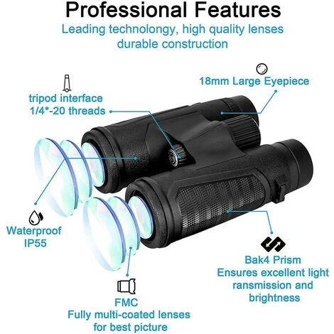 Jumelles Compactes 12 × 42 Avec Adaptateur Pour Smartphone Et Objectif BAK4 Prism FMC, Jumelles Professionnelles Pour L'observation Des Oiseaux, Les événements Sportifs, Les Visites (noir) -BISBISOUS 7 Jumelles Compactes 12 × 42 Avec Adaptateur Pour Smartphone Et Objectif BAK4 Prism FMC, Jumelles Professionnelles Pour L'observation Des Oiseaux, Les événements Sportifs, Les Visites (noir) -BISBISOUS – Image 5