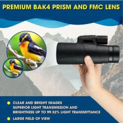 Télescope Monoculaire Haute Puissance 12x50, Monoculaires étanches Avec Objectif FMC Et Prisme BAK4 Pour L'observation Des Oiseaux, Le Camping, Le Tourisme (noir) -BISBISOUS -Promos Outil Virtuose Magasin 54455028 4