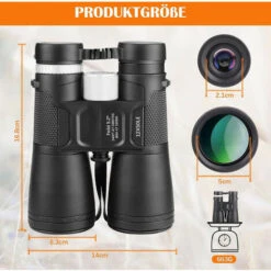 Mire Telescopique - Jumelles 12X50, Jumelles étanches Compactes Avec Prisme BAK4, Revêtements SMC Pour Le Camping, La Randonnée (noir) -BISBISOUS -Promos Outil Virtuose Magasin 54455041 5