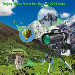 Télescope Monoculaire 18x62, Télescope Portable étanche Haute Puissance Avec Prisme BKA4 Pour L'observation Des Oiseaux, La Chasse, La Randonnée (noir) -BISBISOUS -Promos Outil Virtuose Magasin 54455744 3