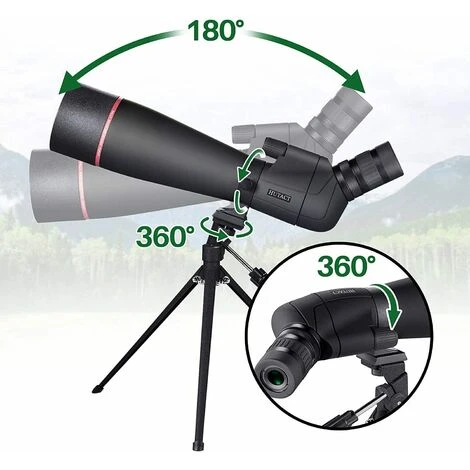 Longue-vue Puissante 20-60X 80 Mm Pour L'observation Des Oiseaux, Télescope Monoculaire Imperméable à L'eau à Prisme BAK4 Porror Entièrement Multicouche Avec Trépied (noir) -BISBISOUS 5 Longue-vue Puissante 20-60X 80 Mm Pour L'observation Des Oiseaux, Télescope Monoculaire Imperméable à L'eau à Prisme BAK4 Porror Entièrement Multicouche Avec Trépied (noir) -BISBISOUS – Image 3