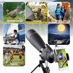 Longue-vue Puissante 20-60X 80 Mm Pour L'observation Des Oiseaux, Télescope Monoculaire Imperméable à L'eau à Prisme BAK4 Porror Entièrement Multicouche Avec Trépied (noir) -BISBISOUS 11 Longue-vue Puissante 20-60X 80 Mm Pour L'observation Des Oiseaux, Télescope Monoculaire Imperméable à L'eau à Prisme BAK4 Porror Entièrement Multicouche Avec Trépied (noir) -BISBISOUS -Promos Outil Virtuose Magasin 54873257 5