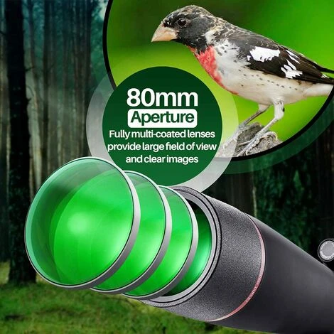 Longue-vue Puissante 20-60X 80mm, Télescope étanche Monoculaire à Prisme BAK4 Porro Entièrement Multicouche Avec Trépied (noir)-BISBISOUS 4 Longue-vue Puissante 20-60X 80mm, Télescope étanche Monoculaire à Prisme BAK4 Porro Entièrement Multicouche Avec Trépied (noir)-BISBISOUS – Image 2