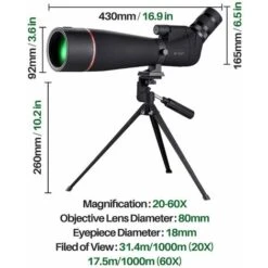Longue-vue Puissante 20-60X 80mm, Télescope étanche Monoculaire à Prisme BAK4 Porro Entièrement Multicouche Avec Trépied (noir)-BISBISOUS 10 Longue-vue Puissante 20-60X 80mm, Télescope étanche Monoculaire à Prisme BAK4 Porro Entièrement Multicouche Avec Trépied (noir)-BISBISOUS -Promos Outil Virtuose Magasin 54873364 4
