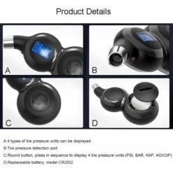 Lilaris Jauge De Pression Des Pneus Compatible Outil De Contrôle De Pression De Pneu De Haute Précision Portable LCD Pour Voiture/vélo/Motocyclette -Promos Outil Virtuose Magasin 58302881 4