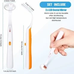 Miroir Dentaire Avec Lumière 2 Pièces Miroir Bouche-Dent Miroir D'Inspection Dentaire Miroir Oral Avec Lumière LED Pile Incluse, Vert Et Orange (Miroir Diamètre 24mm)——VEBTles -Promos Outil Virtuose Magasin 58514880 2