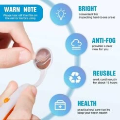 Miroir Dentaire Avec Lumière 2 Pièces Miroir Bouche-Dent Miroir D'Inspection Dentaire Miroir Oral Avec Lumière LED Pile Incluse, Vert Et Orange (Miroir Diamètre 24mm)——VEBTles -Promos Outil Virtuose Magasin 58514880 4