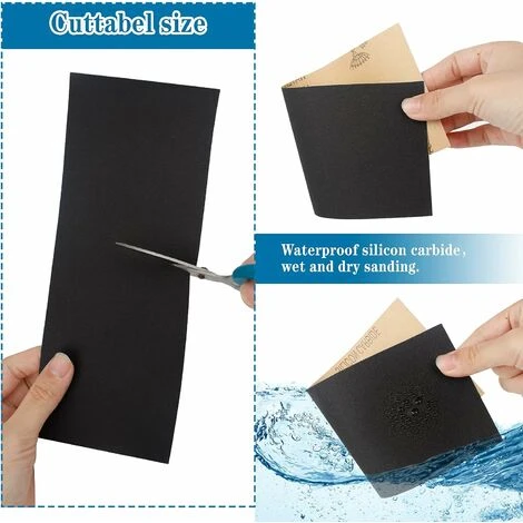 Papier De Verre, 50 Pcs Papiers De Verre Carrosserie à L'eau Pour Polissage Et Ponçage, Papier à Poncer à L'eau Utilise Pour Bois Peinture Verre (320 400 600 800 1000 1200 1500 2000 2500 3000 Mailles) 6 Papier De Verre, 50 Pcs Papiers De Verre Carrosserie à L'eau Pour Polissage Et Ponçage, Papier à Poncer à L'eau Utilise Pour Bois Peinture Verre (320 400 600 800 1000 1200 1500 2000 2500 3000 Mailles) – Image 4