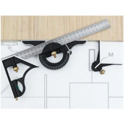 Ensemble De Règle Carrée Combinée De 30 Cm Règle Carrée Réglable En Acier Inoxydable Combinaison Multifonctionn Outil De Travail Du Bois Mesure De La Longueur De La Règle Carrée-Lilaris -Promos Outil Virtuose Magasin 58678531 3
