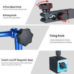 350mm Base Magnétique Bras Universels Heavy Duty Support Magnétique Cadran Base Magnétique Support Pour Cadran Numérique Test Jauge Indicateur Avec 154lbs Tirez,Bleu -Promos Outil Virtuose Magasin 60580518 4