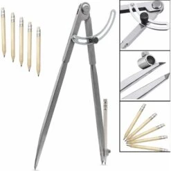 Compas Pointu 300 Mm / 12 Pouces, Grand Crayon Marqueur Avec Porte-crayon Pour Cercles De Dessin, Menuiserie, Travail Du Métal Et Travail Du Cuir