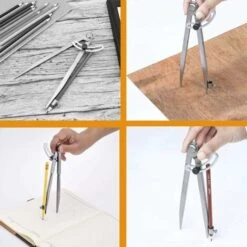 Compas Pointu 300 Mm / 12 Pouces, Grand Crayon Marqueur Avec Porte-crayon Pour Cercles De Dessin, Menuiserie, Travail Du Métal Et Travail Du Cuir -Promos Outil Virtuose Magasin 62764704 4
