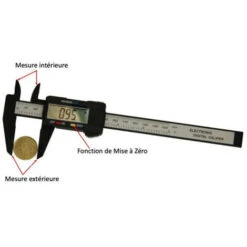 Pied à Coulisse,Pied à Coulisse Digital Numérique 150 Mm - Écran LCD - Fibre De Carbone - Avec Étui FUiENkO -Promos Outil Virtuose Magasin 64535840 3