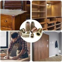 Insert Fileté En Bois Vis En Alliage De Zinc M4 M5 M6 M8 M10 Insert Fileté à Six Pans Creux Écrou Pour Meubles En Bois (120 Pièces) -Promos Outil Virtuose Magasin 65491277 4