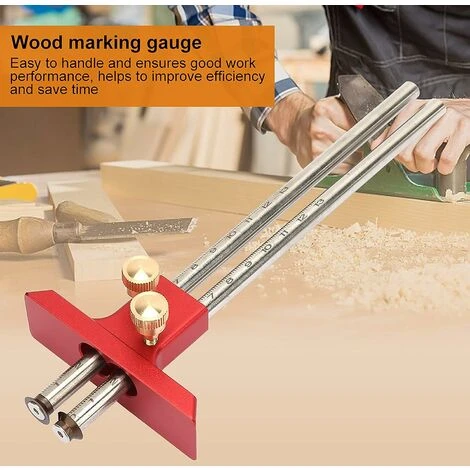 Règle En Bois, Règle De Traçage à Double Tête En Acier Inoxydable Pour Le Travail Du Bois 4 Règle En Bois, Règle De Traçage à Double Tête En Acier Inoxydable Pour Le Travail Du Bois – Image 2