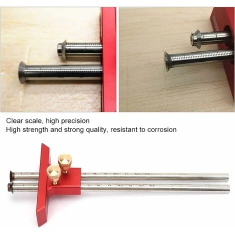 Règle En Bois, Règle De Traçage à Double Tête En Acier Inoxydable Pour Le Travail Du Bois 5 Règle En Bois, Règle De Traçage à Double Tête En Acier Inoxydable Pour Le Travail Du Bois – Image 3