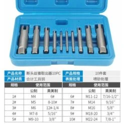 Ensemble D'extracteurs De Tarauds à 4 Flûtes, Ensemble D'extracteurs De Tarauds à Vis Dénudés En Acier à Grande Vitesse HSS, Ensemble D'extracteurs De Boulons à Tête Cassée(10Pcs) -Promos Outil Virtuose Magasin 65884306 5