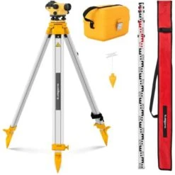 Niveau Optique De Chantier Mire Trépied Bulle Compensateur Lunette 28x / 36mm