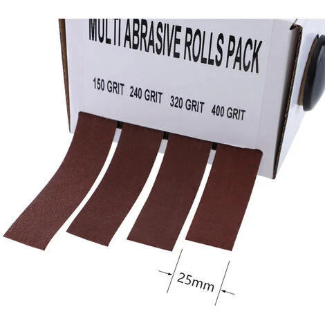 Lot De Rouleaux De Papier Abrasif Multi-abrasif, Grain 150, 240, 320, 400 Avec Distributeur, Rouleau De Toile émeri Coulissante, Bande De Ponçage Pour Métal, Verre, Menuiserie (25 Mm X 6 M) 5 Lot De Rouleaux De Papier Abrasif Multi-abrasif, Grain 150, 240, 320, 400 Avec Distributeur, Rouleau De Toile émeri Coulissante, Bande De Ponçage Pour Métal, Verre, Menuiserie (25 Mm X 6 M) – Image 3