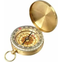 Boussole Compass Rétro Portable En Métà Lentilal Pour Randonnée/Voyage/Camping/Sauvages/Navigation (Or) BF