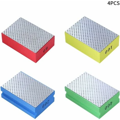 Lot De 4 Tampons De Polissage à La Main En Diamant Pour Meulage De Carrelage En Céramique, Verre, Blocs De Ponçage 60, 100, 200, 400, Oi-FRIS 3 Lot De 4 Tampons De Polissage à La Main En Diamant Pour Meulage De Carrelage En Céramique, Verre, Blocs De Ponçage 60, 100, 200, 400, Oi-FRIS