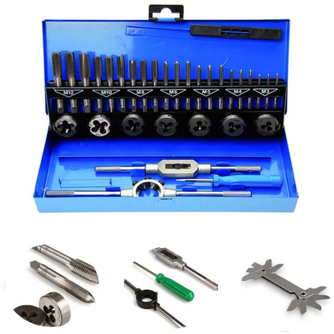 Froadp 32 Pièces Jeu De Tarauds Et Poinçons Trousse à Outils Métrique En Acier Allié Kit Professionnel Tarauds à Filières De Filetage Avec étui De Rangement(32 PCS) 4 Froadp 32 Pièces Jeu De Tarauds Et Poinçons Trousse à Outils Métrique En Acier Allié Kit Professionnel Tarauds à Filières De Filetage Avec étui De Rangement(32 PCS) – Image 2