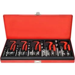 Froadp 131pcs Kits De Réparation De Filetage, Y Compris Les Manchons De Foret Helicoil, M5 M6 M8 M10 M12 Kit D'outils De Douille Filetée Avec Mallette En Acier Pour La Réparation De Moteur De Voiture -Promos Outil Virtuose Magasin 67512163 5